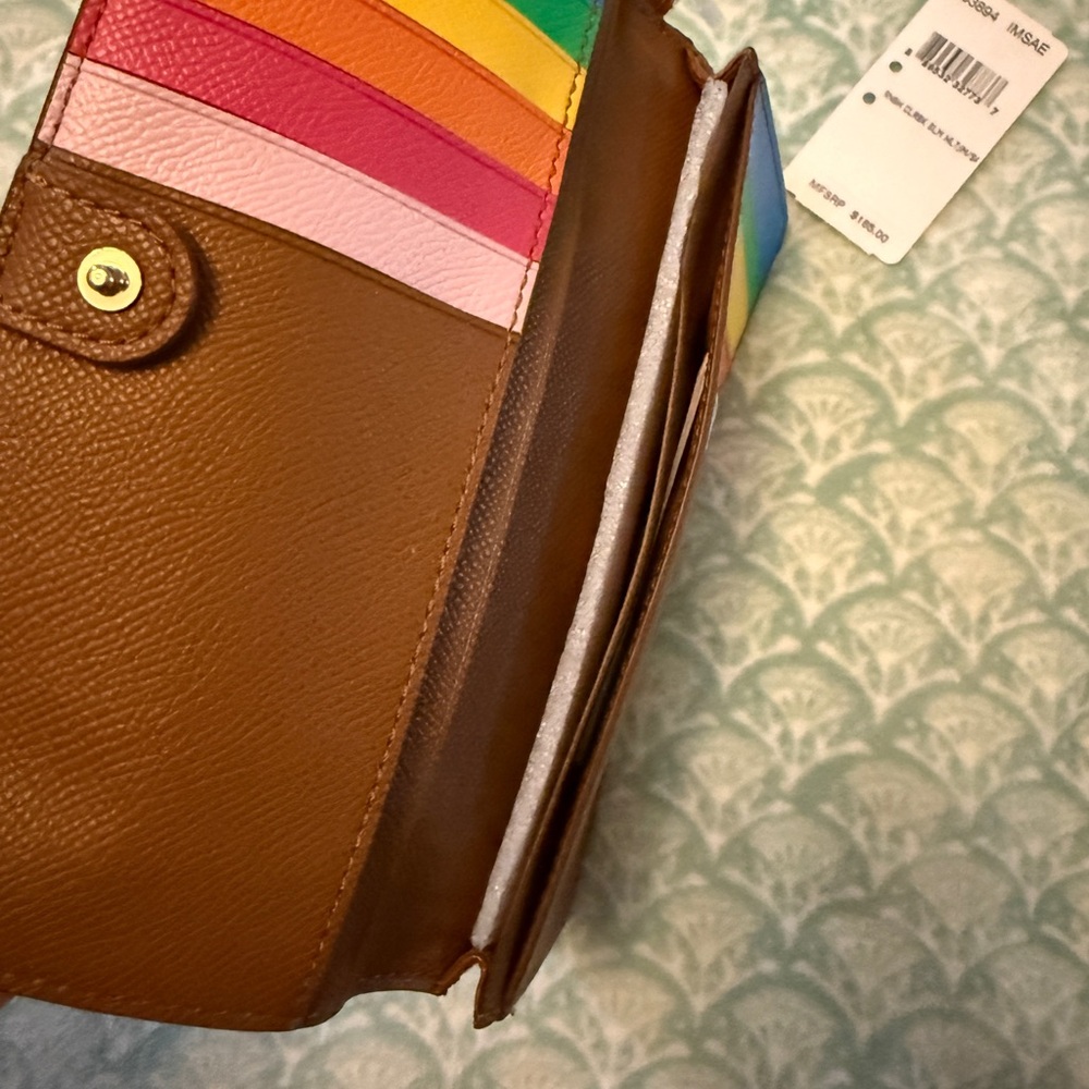 Coach Brown LeatherWristlet Wallet with Rainbow 🌈 - Picture 6 of 6